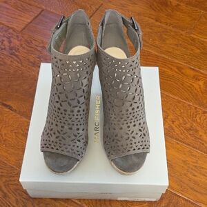 Marc Fisher Gray Cutout Wedge Sandals